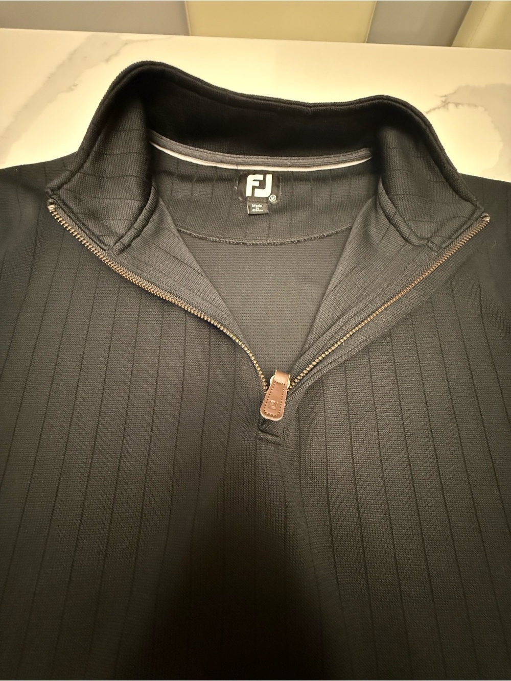FootJoy Men’s Black Ribbed Half-Zip Pullover